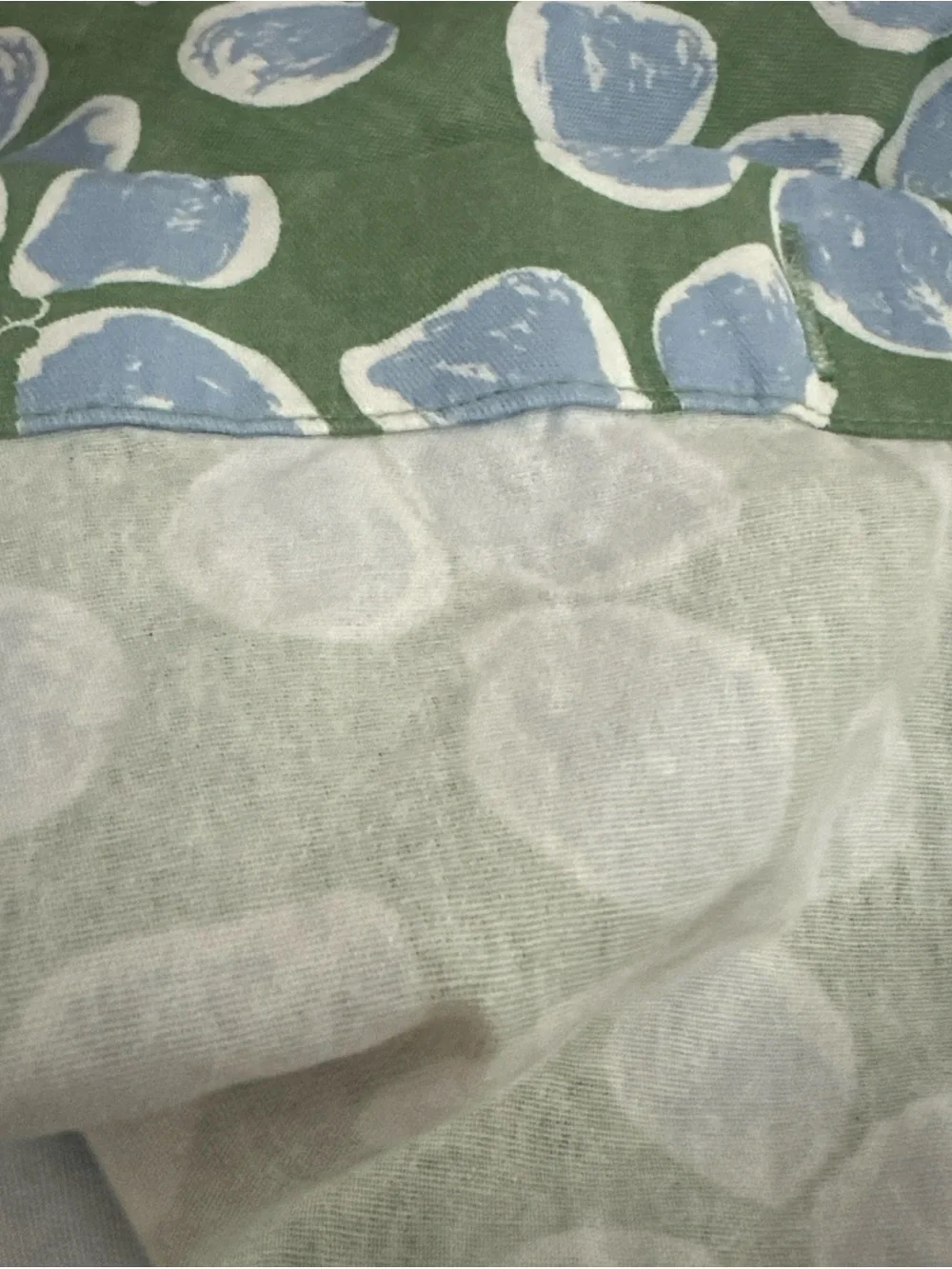 Novogratz Fabric Shower Curtain Blue Green Lotus Flowers 100% Cotton Fabric